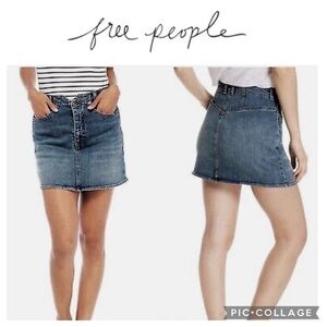 Free People Shes All That Denim Mini Skirt Sz 26